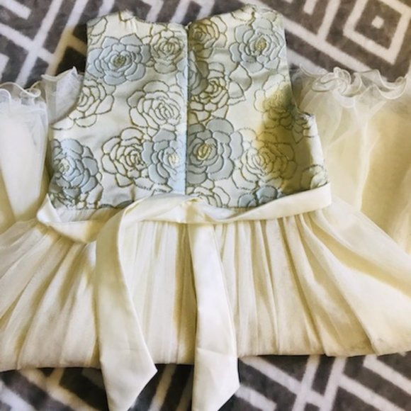 Girls American Princess Size 6 Formal/ Gown · Floral ·Cream/Smoky Blue - Picture 2 of 6